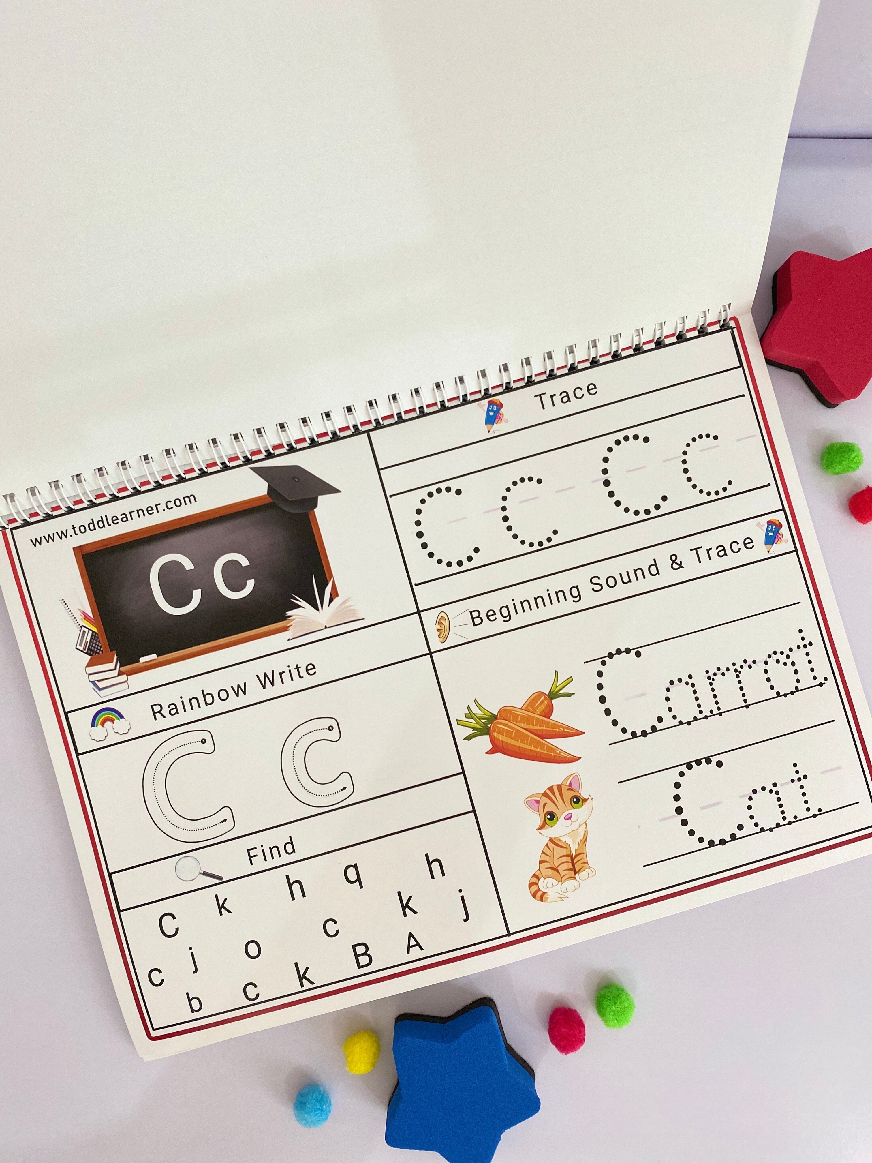 Rewritable English Letters, Numbers and Alphabet Writing Practice Book