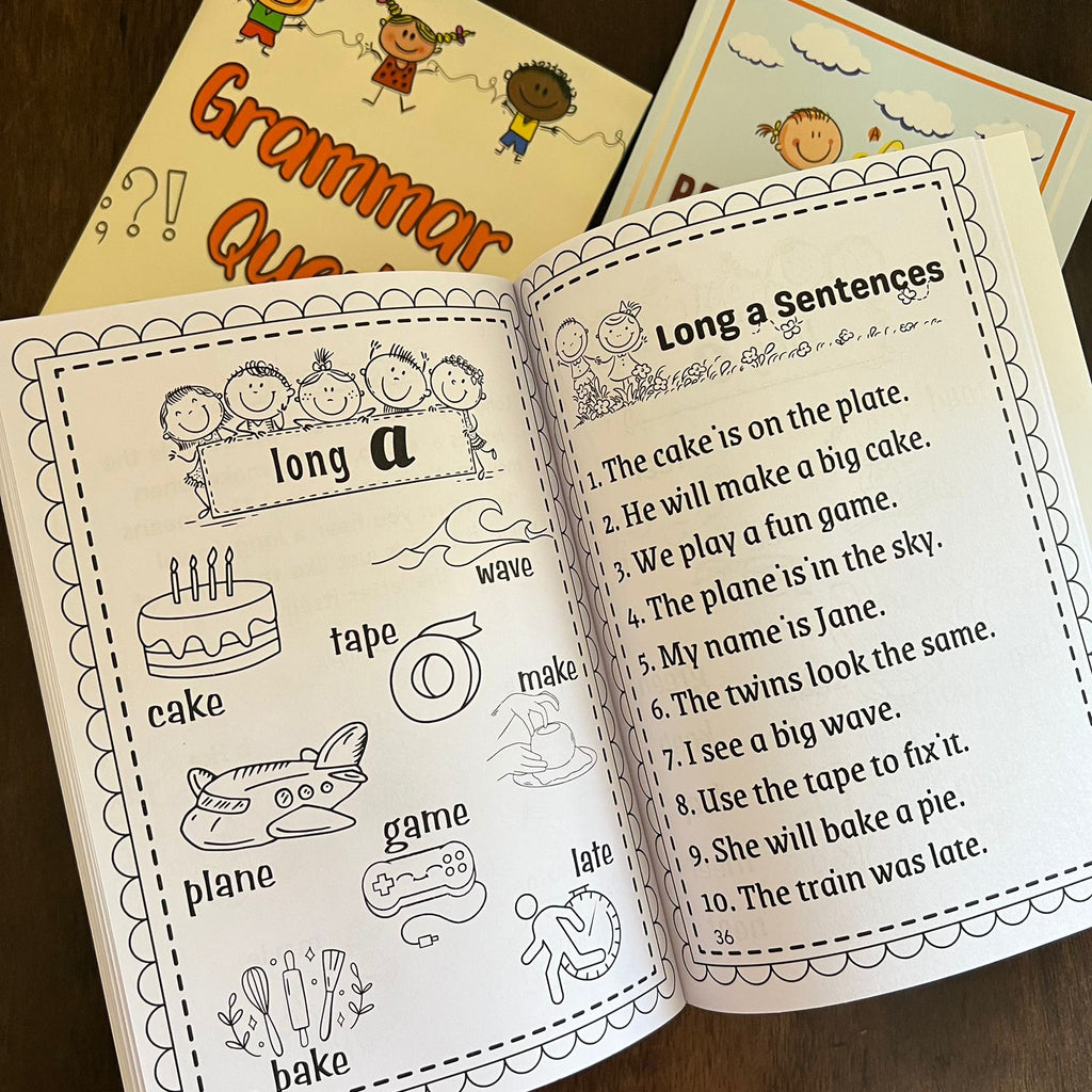 Reading Ready Bundle for Kids. Set of 3 Books ( Grammar Book , Phonics Book , Reading Book)