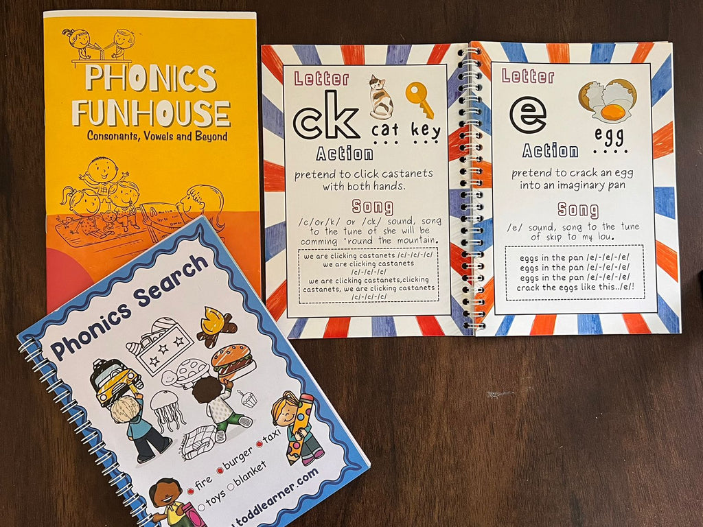 Phonics Learning Bundle for Kids. Set of 3 Books.