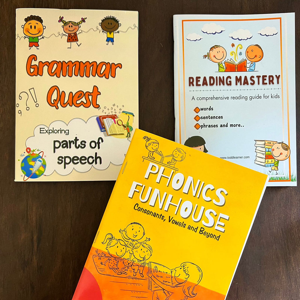 Reading Ready Bundle for Kids. Set of 3 Books ( Grammar Book , Phonics Book , Reading Book)